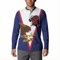 American Samoa Heart Tribal Personalized Button Sweatshirt Polynesian Patterns
