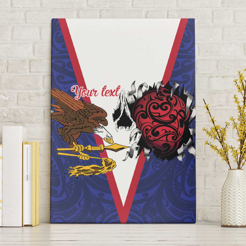 American Samoa Heart Tribal Personalized Canvas Wall Art Polynesian Patterns LT9 Without Frame Blue - Polynesian Pride