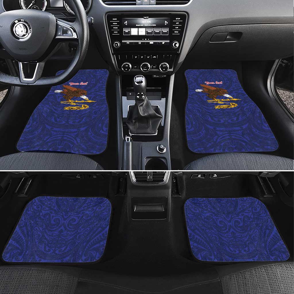 American Samoa Heart Tribal Personalized Car Mats Polynesian Patterns LT9 Set 4pcs Blue - Polynesian Pride