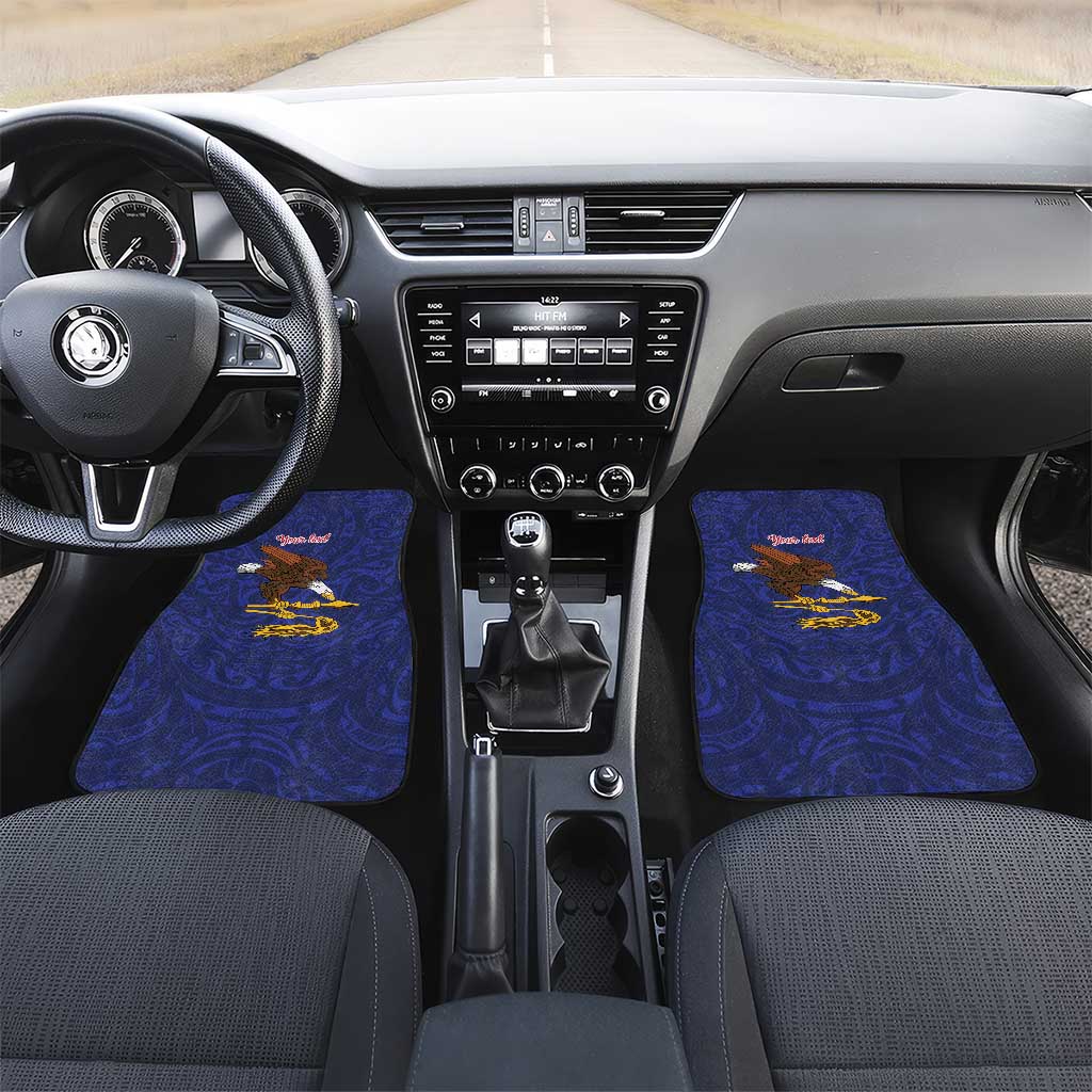 American Samoa Heart Tribal Personalized Car Mats Polynesian Patterns LT9 Set 2pcs - Front Blue - Polynesian Pride