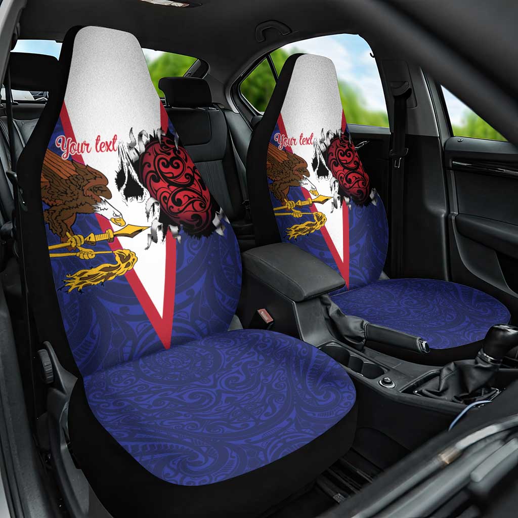 American Samoa Heart Tribal Personalized Car Seat Cover Polynesian Patterns LT9 One Size Blue - Polynesian Pride
