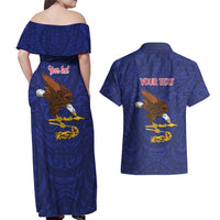American Samoa Heart Tribal Personalized Couples Matching Off Shoulder Maxi Dress and Hawaiian Shirt Polynesian Patterns