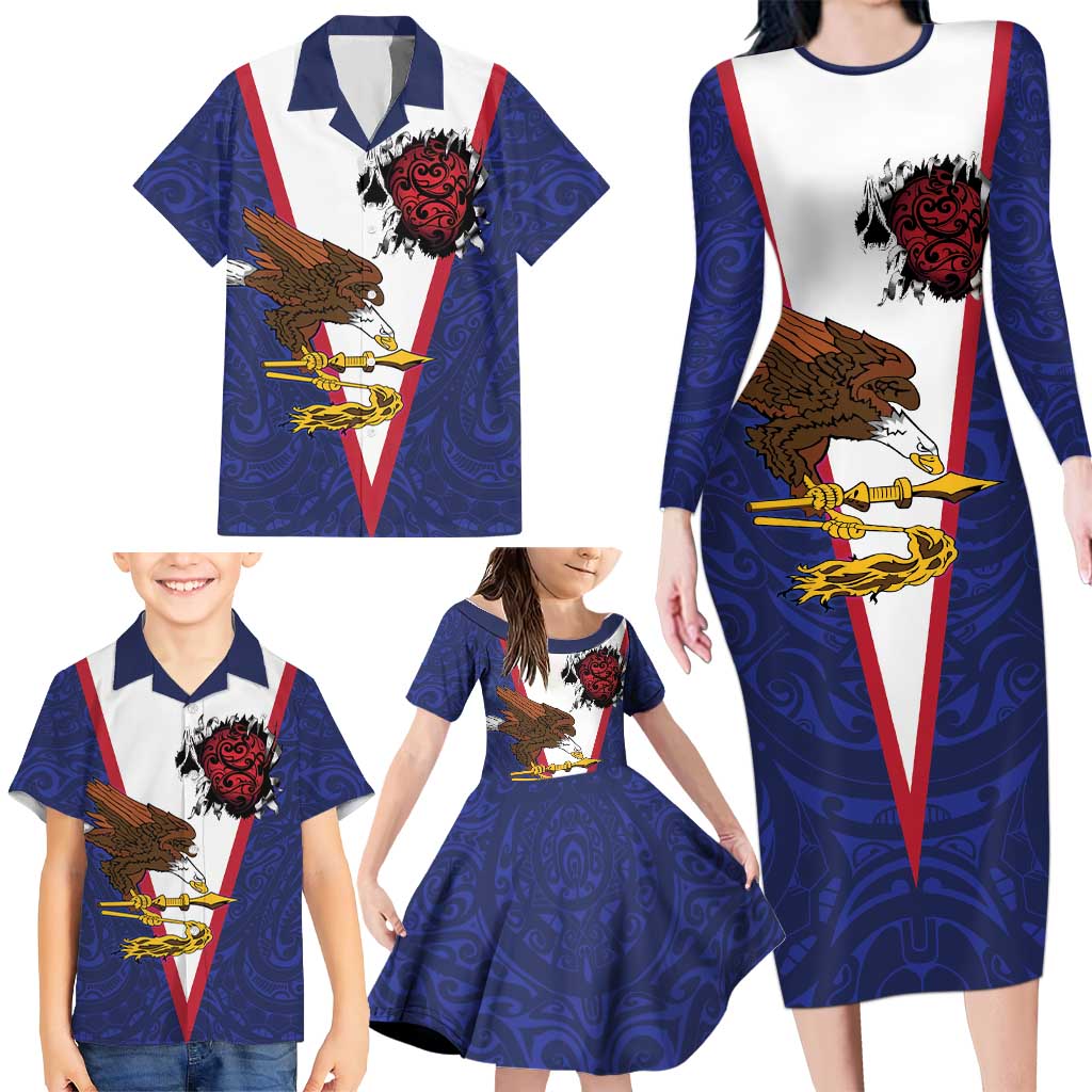 American Samoa Heart Tribal Personalized Family Matching Long Sleeve Bodycon Dress and Hawaiian Shirt Polynesian Patterns LT9 - Polynesian Pride