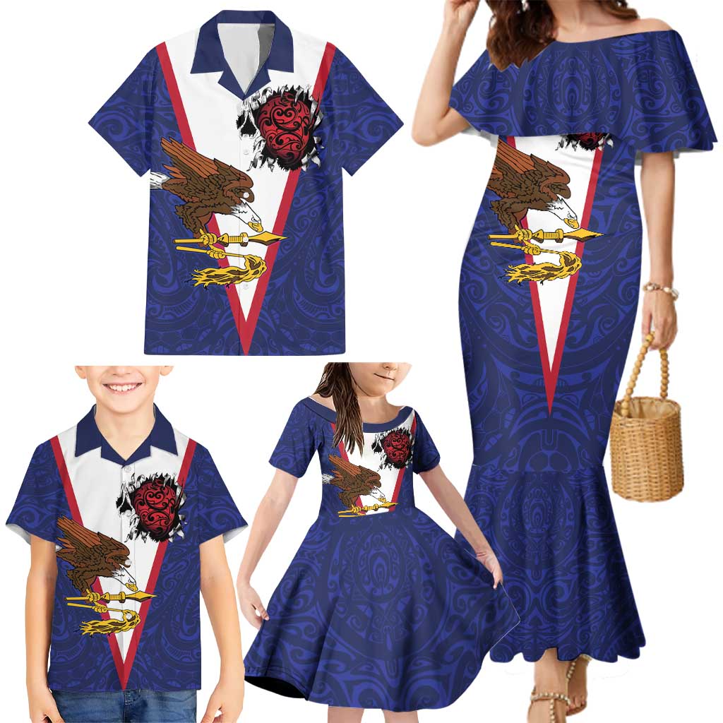 American Samoa Heart Tribal Personalized Family Matching Mermaid Dress and Hawaiian Shirt Polynesian Patterns LT9 - Polynesian Pride