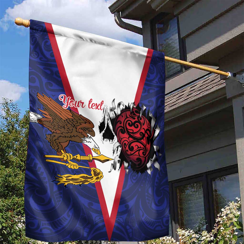 American Samoa Heart Tribal Personalized Garden Flag Polynesian Patterns LT9 - Polynesian Pride