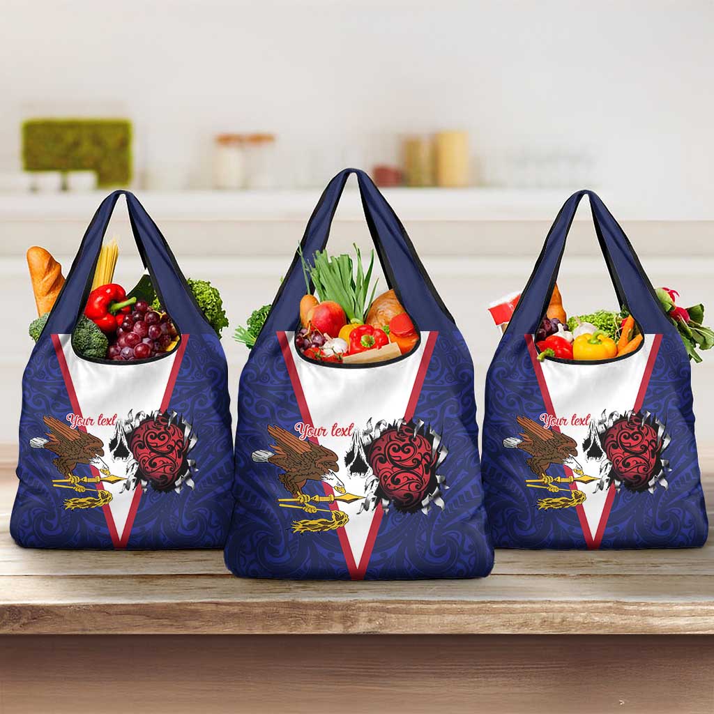 American Samoa Heart Tribal Personalized Grocery Bag Polynesian Patterns