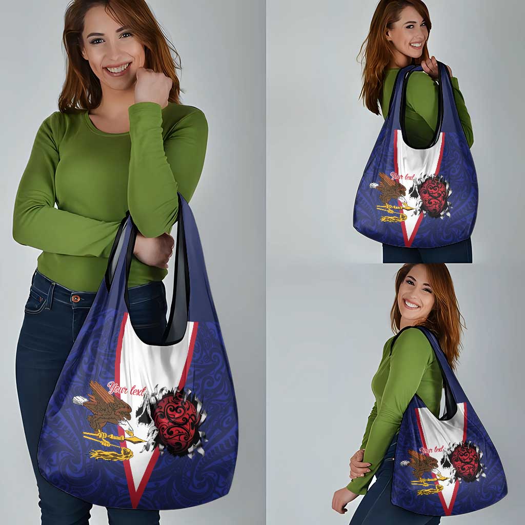 American Samoa Heart Tribal Personalized Grocery Bag Polynesian Patterns