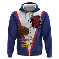 American Samoa Heart Tribal Personalized Hoodie Polynesian Patterns LT9 Zip Hoodie Blue - Polynesian Pride