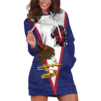American Samoa Heart Tribal Personalized Hoodie Dress Polynesian Patterns LT9 Blue - Polynesian Pride