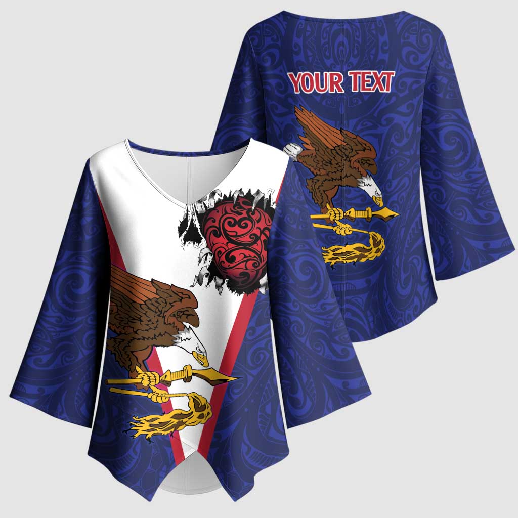 American Samoa Heart Tribal Personalized Kimono Sleeve Blouse Polynesian Patterns