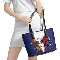 American Samoa Heart Tribal Personalized Leather Tote Bag Polynesian Patterns