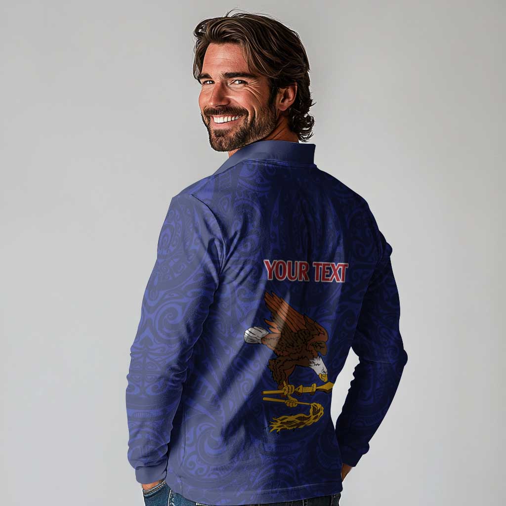 American Samoa Heart Tribal Personalized Long Sleeve Polo Shirt Polynesian Patterns LT9 - Polynesian Pride