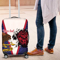 American Samoa Heart Tribal Personalized Luggage Cover Polynesian Patterns LT9 Blue - Polynesian Pride