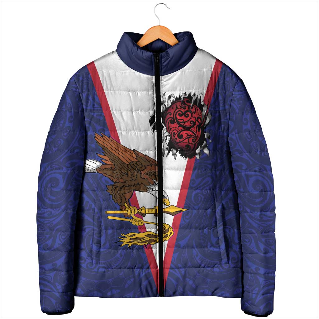 American Samoa Heart Tribal Personalized Padded Jacket Polynesian Patterns