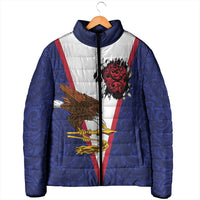American Samoa Heart Tribal Personalized Padded Jacket Polynesian Patterns