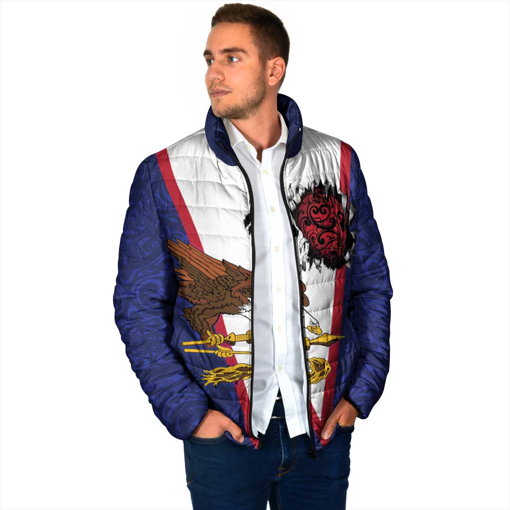 American Samoa Heart Tribal Personalized Padded Jacket Polynesian Patterns