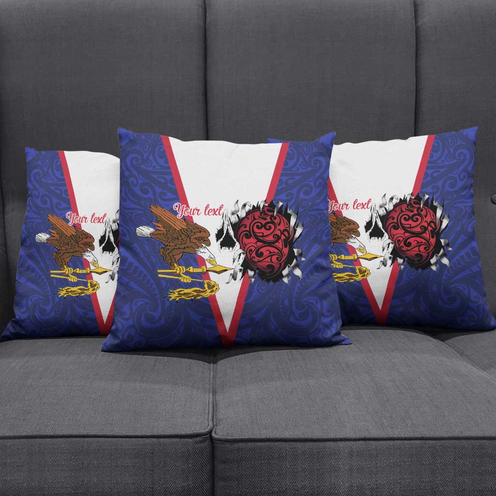 American Samoa Heart Tribal Personalized Pillow Cover Polynesian Patterns