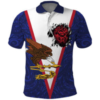 American Samoa Heart Tribal Personalized Polo Shirt Polynesian Patterns LT9 Blue - Polynesian Pride