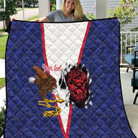 American Samoa Heart Tribal Personalized Quilt Polynesian Patterns LT9 Blue - Polynesian Pride
