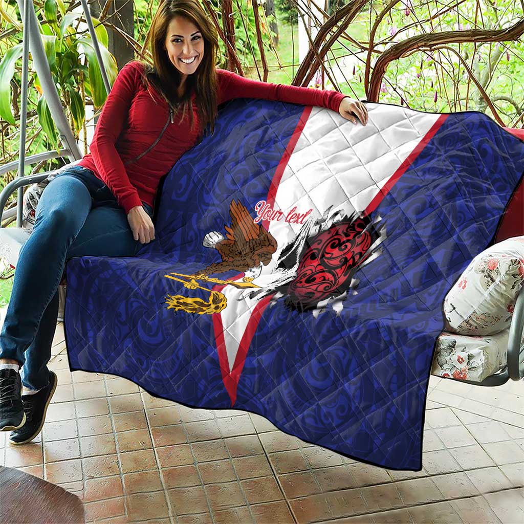 American Samoa Heart Tribal Personalized Quilt Polynesian Patterns LT9 - Polynesian Pride