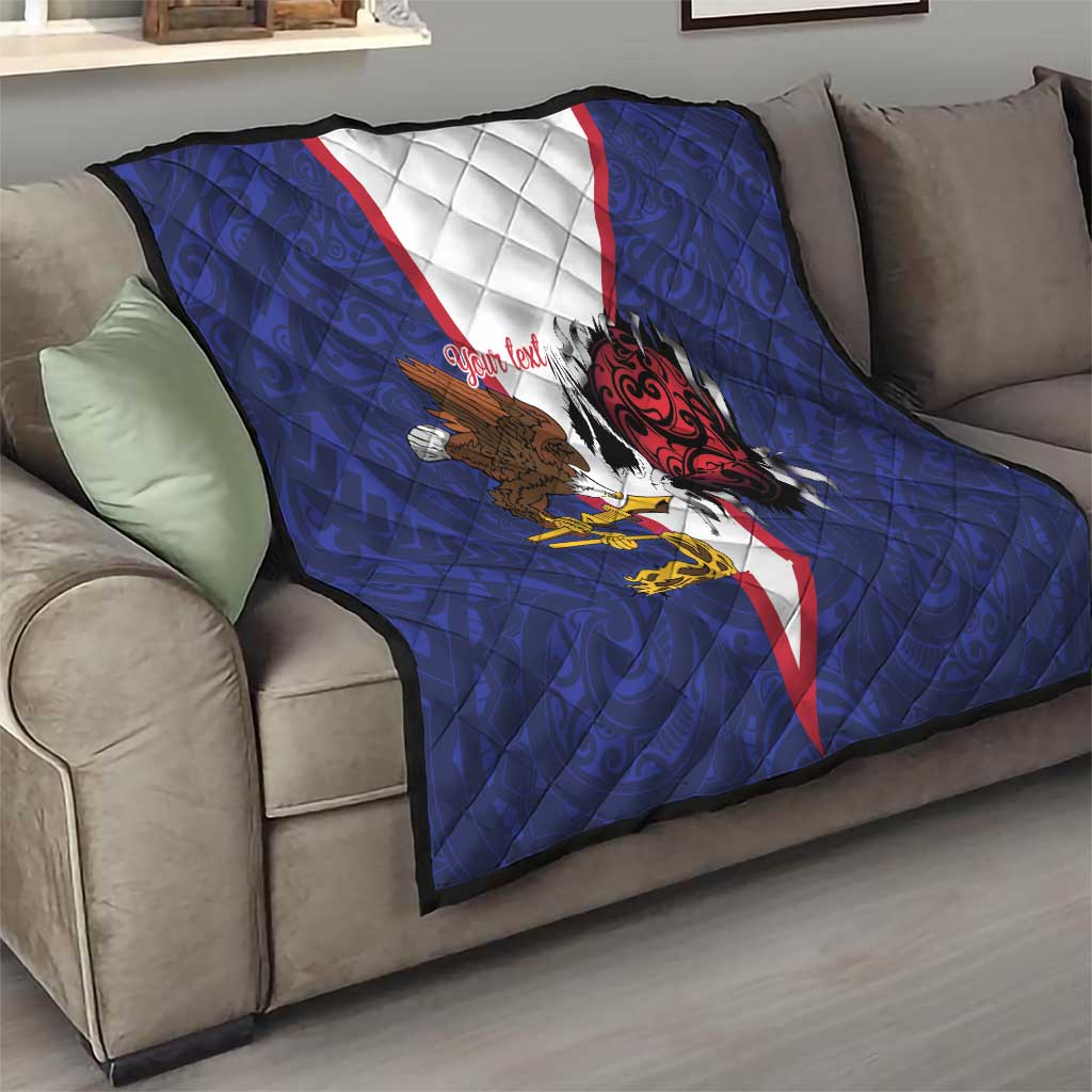 American Samoa Heart Tribal Personalized Quilt Polynesian Patterns LT9 - Polynesian Pride