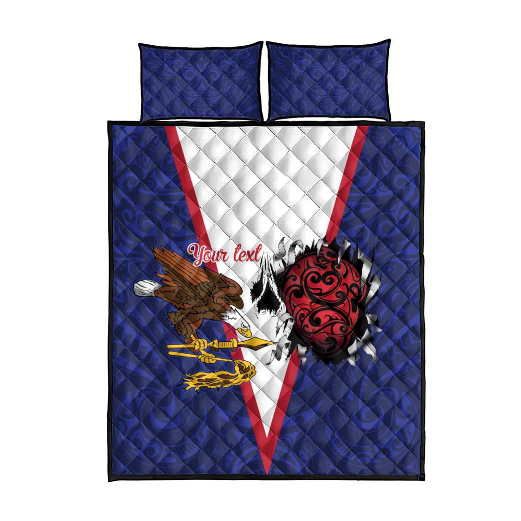 American Samoa Heart Tribal Personalized Quilt Bed Set Polynesian Patterns