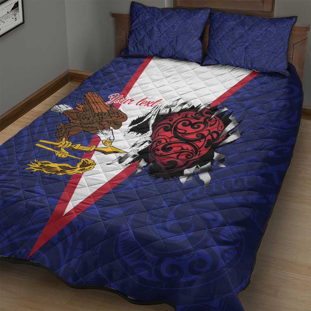 American Samoa Heart Tribal Personalized Quilt Bed Set Polynesian Patterns