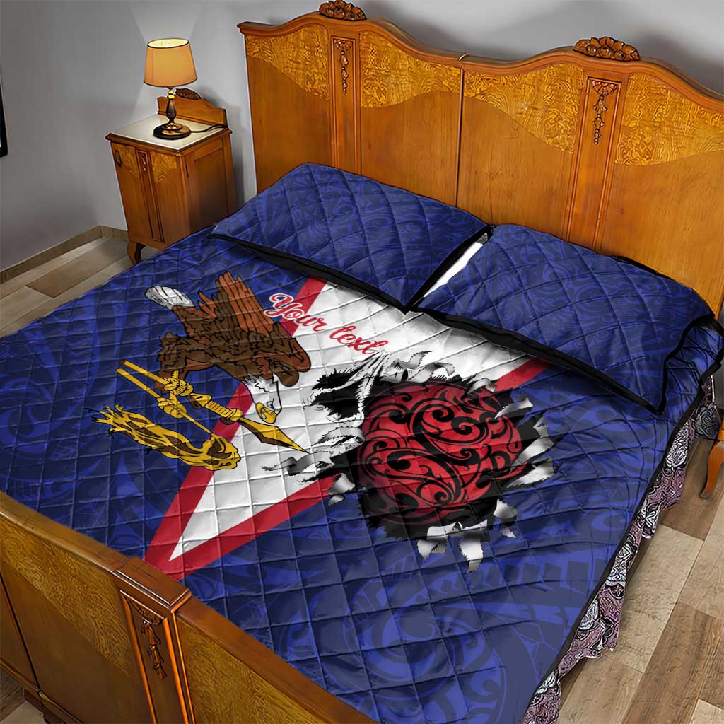 American Samoa Heart Tribal Personalized Quilt Bed Set Polynesian Patterns