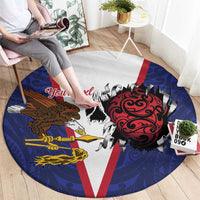 American Samoa Heart Tribal Personalized Round Carpet Polynesian Patterns LT9 - Polynesian Pride