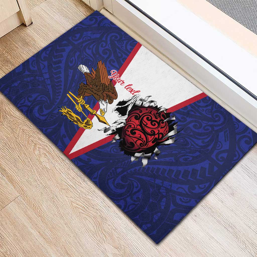 American Samoa Heart Tribal Personalized Rubber Doormat Polynesian Patterns LT9 - Polynesian Pride
