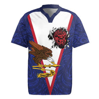 American Samoa Heart Tribal Personalized Rugby Jersey Polynesian Patterns LT9 Blue - Polynesian Pride