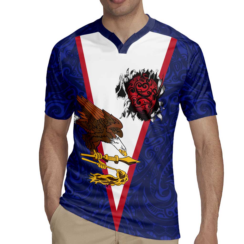 American Samoa Heart Tribal Personalized Rugby Jersey Polynesian Patterns LT9 - Polynesian Pride