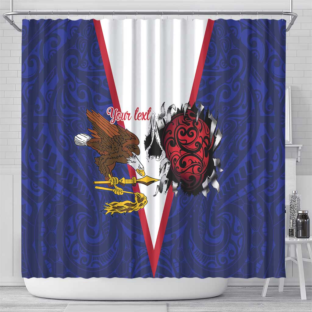 American Samoa Heart Tribal Personalized Shower Curtain Polynesian Patterns
