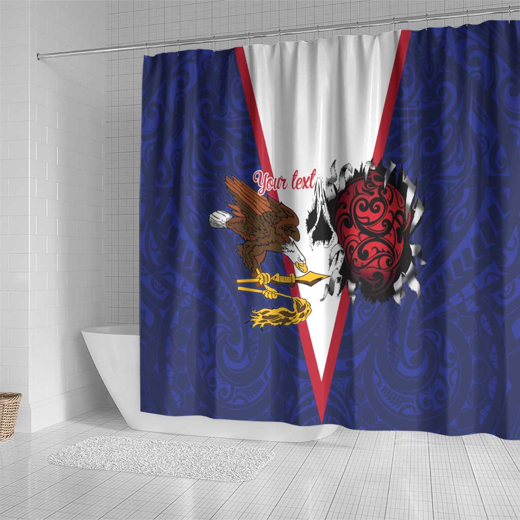 American Samoa Heart Tribal Personalized Shower Curtain Polynesian Patterns
