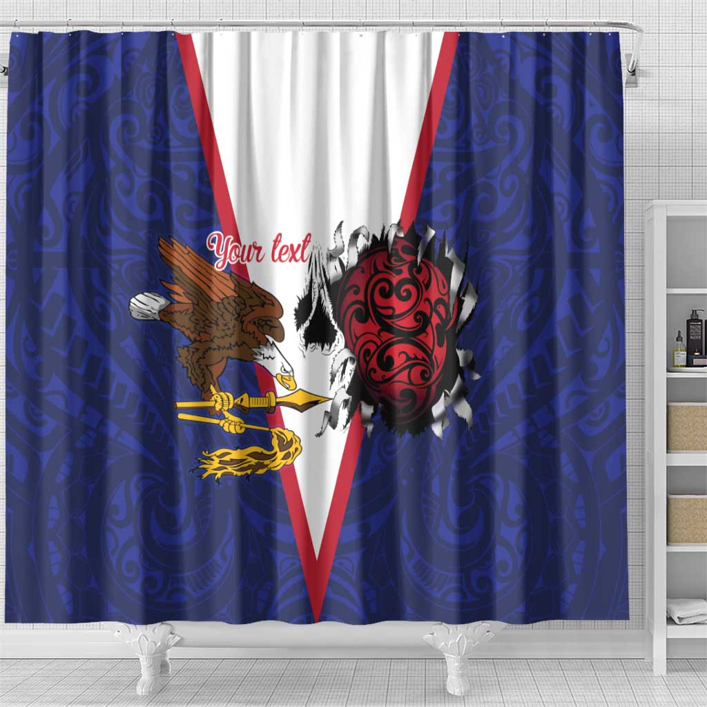 American Samoa Heart Tribal Personalized Shower Curtain Polynesian Patterns