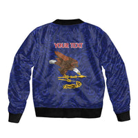 American Samoa Heart Tribal Personalized Sleeve Zip Bomber Jacket Polynesian Patterns LT9 - Polynesian Pride