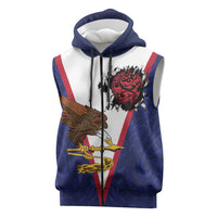 American Samoa Heart Tribal Personalized Sleeveless Zip Hoodie Polynesian Patterns LT9 Blue - Polynesian Pride