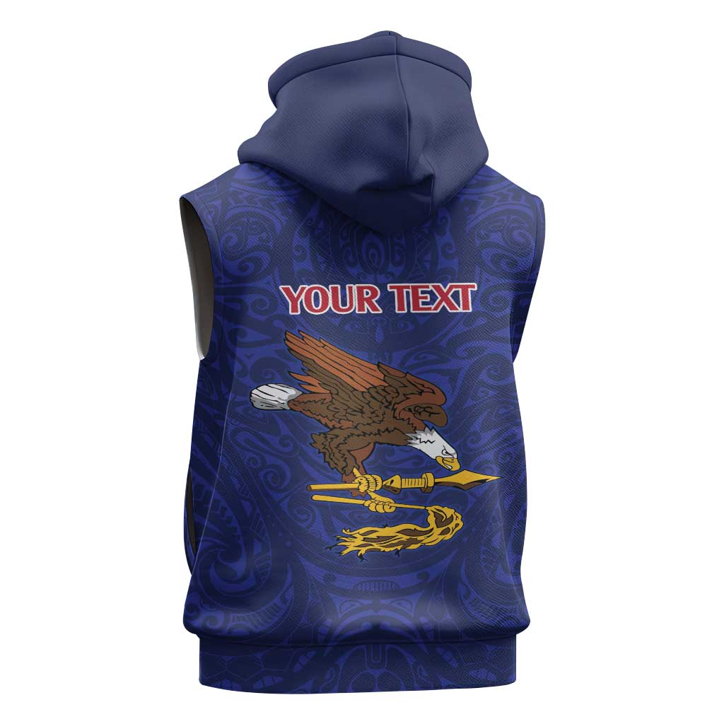American Samoa Heart Tribal Personalized Sleeveless Zip Hoodie Polynesian Patterns LT9 - Polynesian Pride