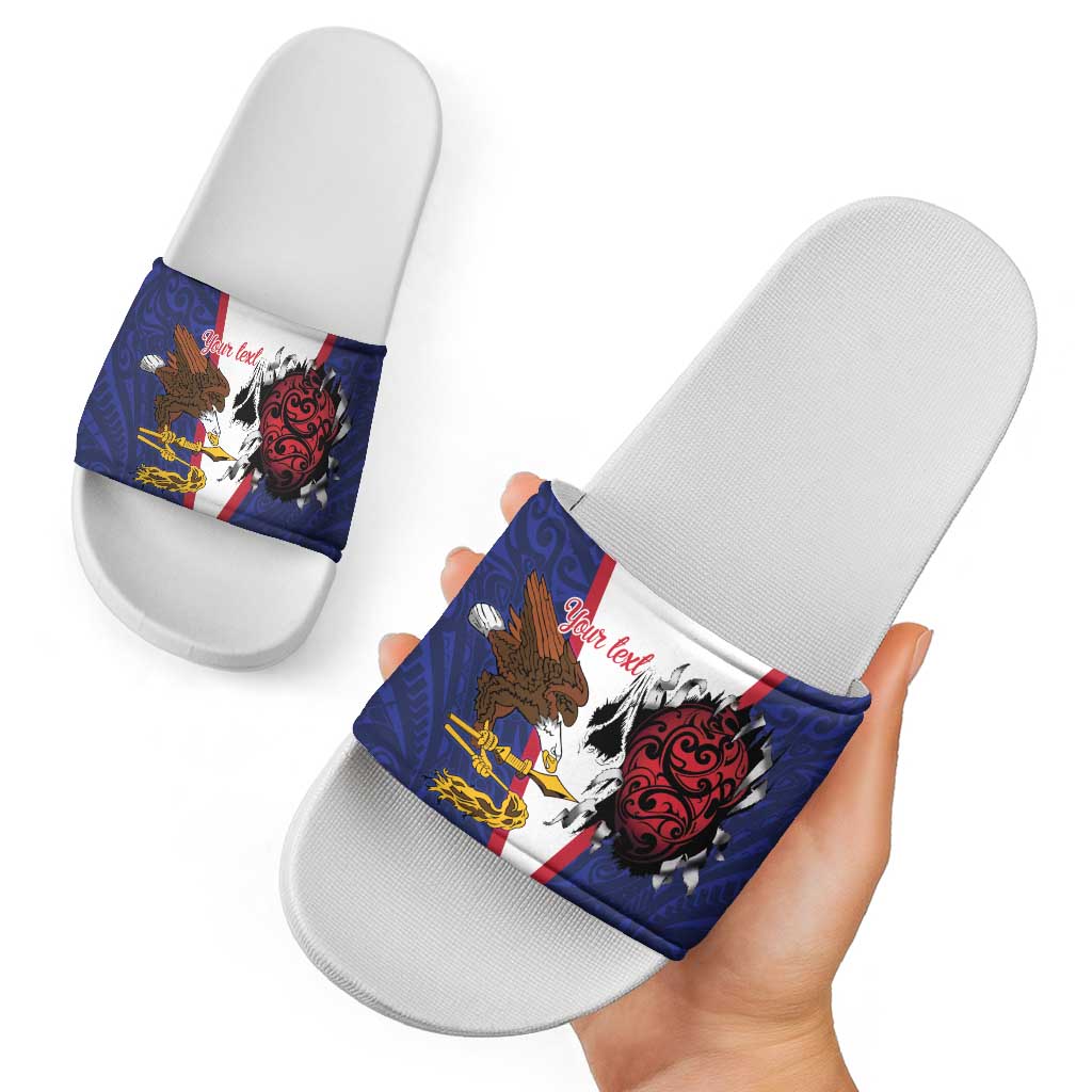 American Samoa Heart Tribal Personalized Slide Sandals Polynesian Patterns LT9 - Polynesian Pride