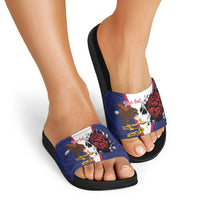 American Samoa Heart Tribal Personalized Slide Sandals Polynesian Patterns LT9 - Polynesian Pride