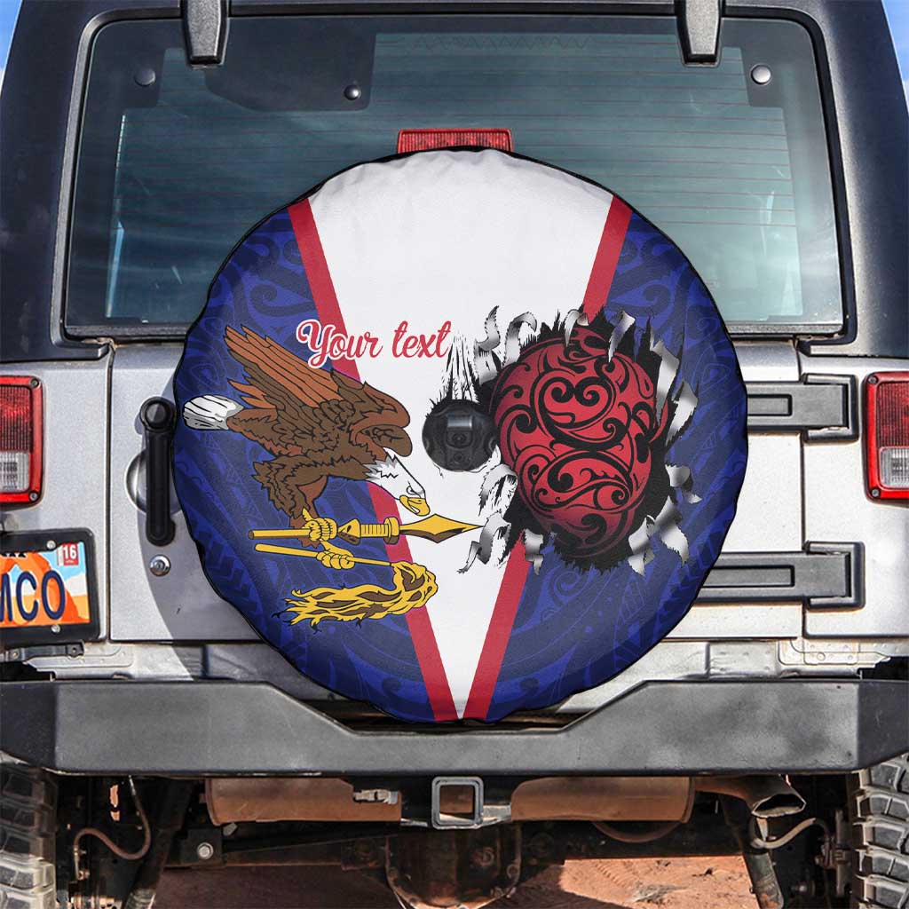 American Samoa Heart Tribal Personalized Spare Tire Cover Polynesian Patterns LT9 Blue - Polynesian Pride