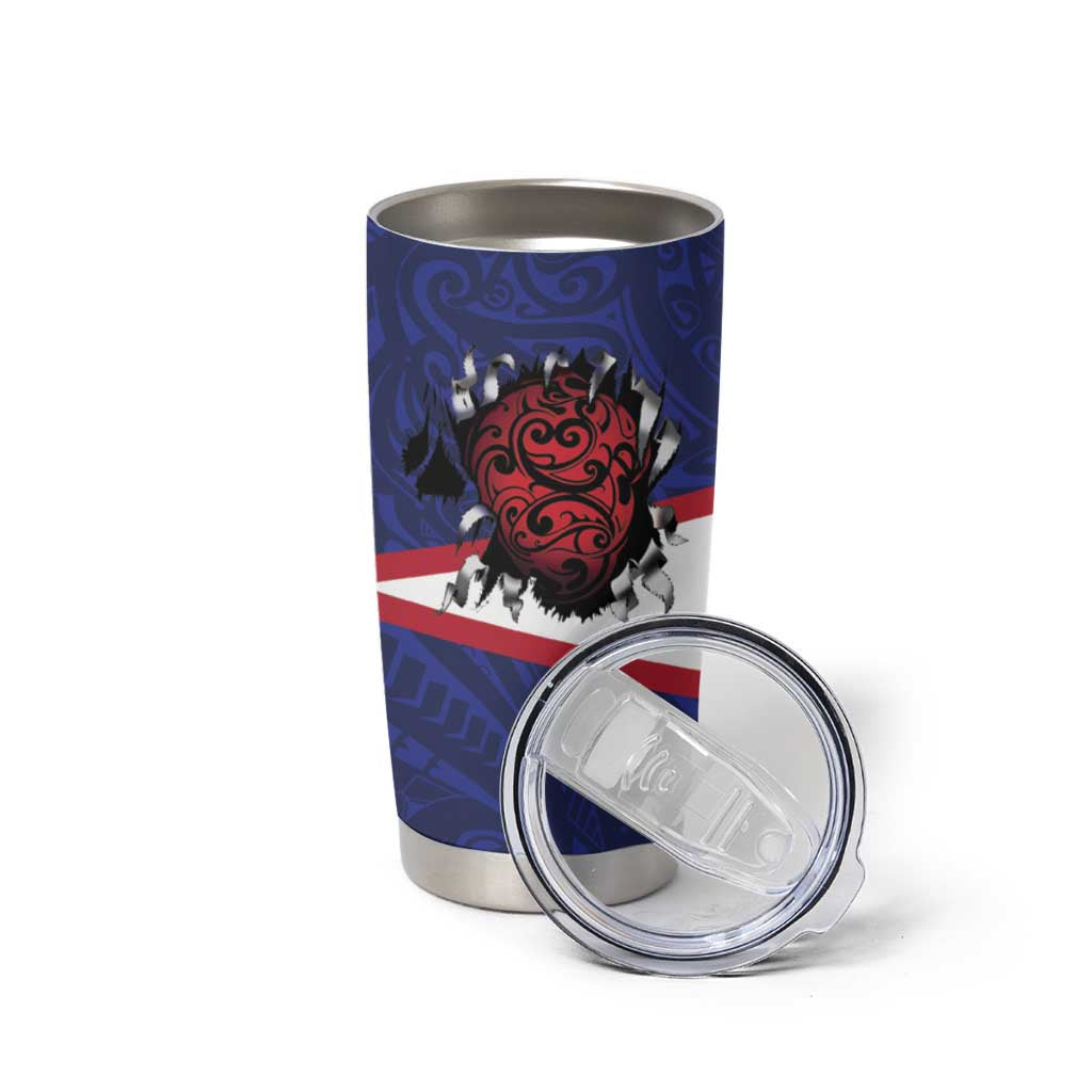 American Samoa Heart Tribal Personalized Tumbler Cup Polynesian Patterns