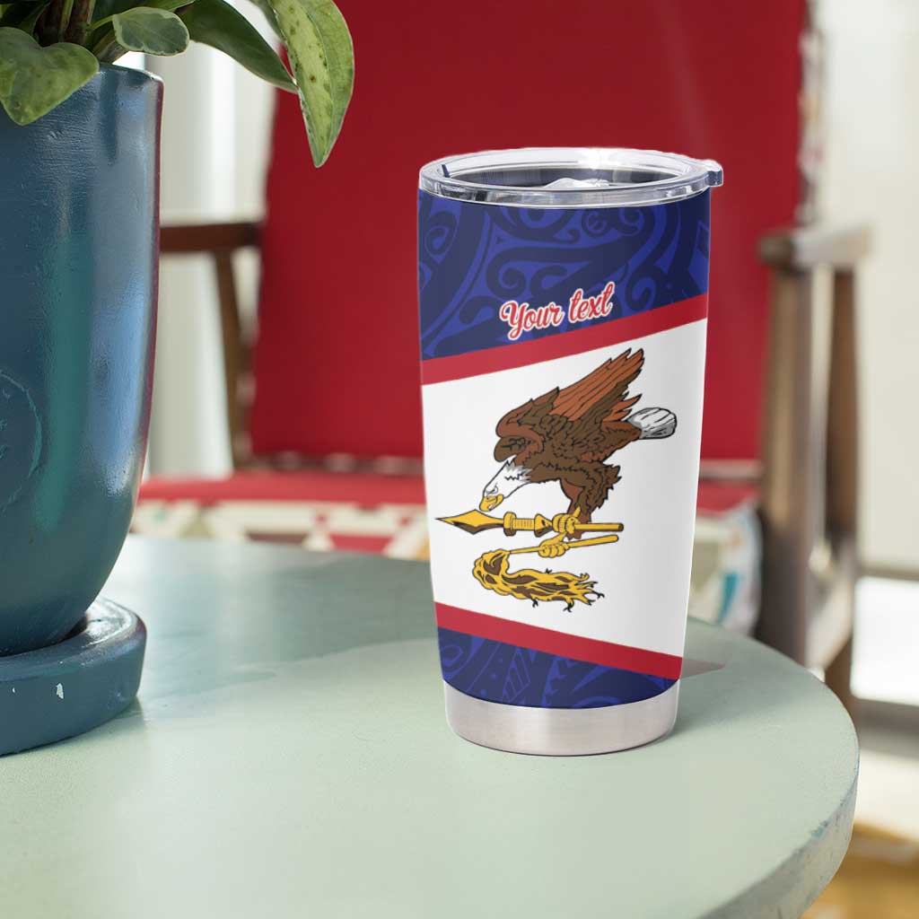 American Samoa Heart Tribal Personalized Tumbler Cup Polynesian Patterns