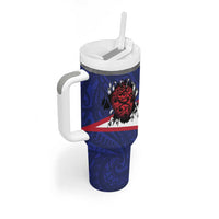 American Samoa Heart Tribal Personalized Tumbler With Handle Polynesian Patterns LT9 - Polynesian Pride