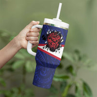 American Samoa Heart Tribal Personalized Tumbler With Handle Polynesian Patterns LT9 - Polynesian Pride