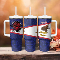 American Samoa Heart Tribal Personalized Tumbler With Handle Polynesian Patterns LT9 - Polynesian Pride