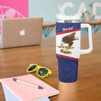 American Samoa Heart Tribal Personalized Tumbler With Handle Polynesian Patterns LT9 - Polynesian Pride