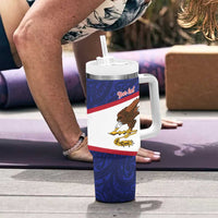 American Samoa Heart Tribal Personalized Tumbler With Handle Polynesian Patterns LT9 - Polynesian Pride