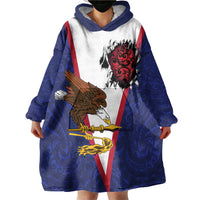 American Samoa Heart Tribal Personalized Wearable Blanket Hoodie Polynesian Patterns
