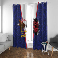 American Samoa Heart Tribal Personalized Window Curtain Polynesian Patterns LT9 With Grommets Blue - Polynesian Pride